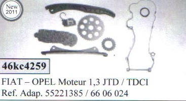 Kit chaine de distribution montage FIAT - OPEL Moteur 1.3 JTD / TDCI