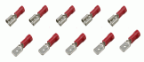 Lot de 10 Cosse électrique mâle femelle plate 6.3mm 0.8mm 2mm2 isolée rouge